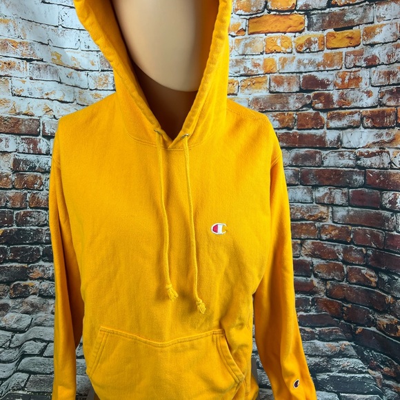 Champion Reverse Weave Sweatshirt Mens Medium Yellow Hoodie‎ Blank - Picture 1 of 5
